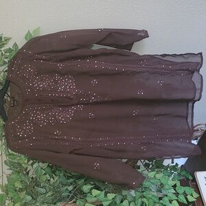 Betty B Brown Sequined Sheer Tunic